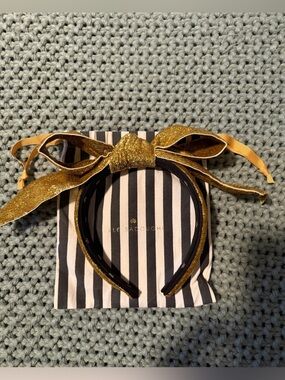 Lele Sadoughi Glitter Gold Bow Headband